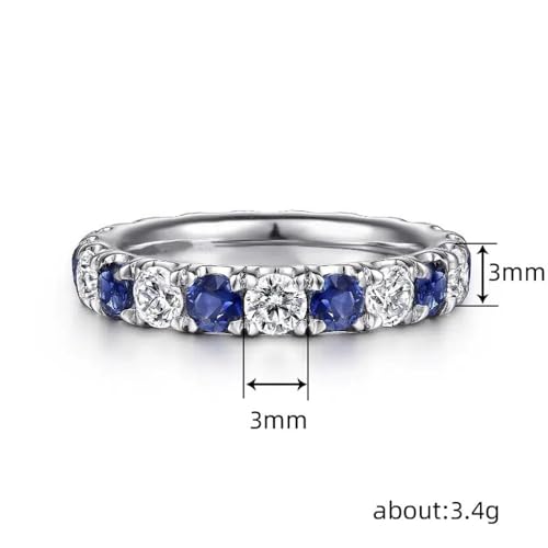 White Gold Plated Blue&White Cubic Zirconia Classic Engagement Rings Wedding Bridal Band Promise Rings Evening Parties Anniversary Valentine's Day Gifts Eternity Bands for Women3