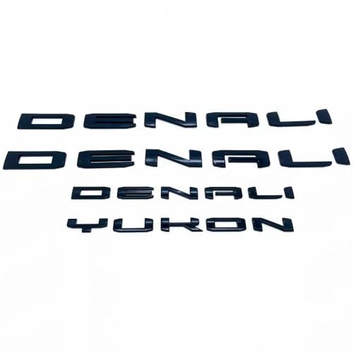 Image of kit 2019-2024 4pack OEM Door Denali Plus Tailgate Yukon Emblem Badge 3D Replacement for Yukon 2019-2024 84828685 Gloss Black