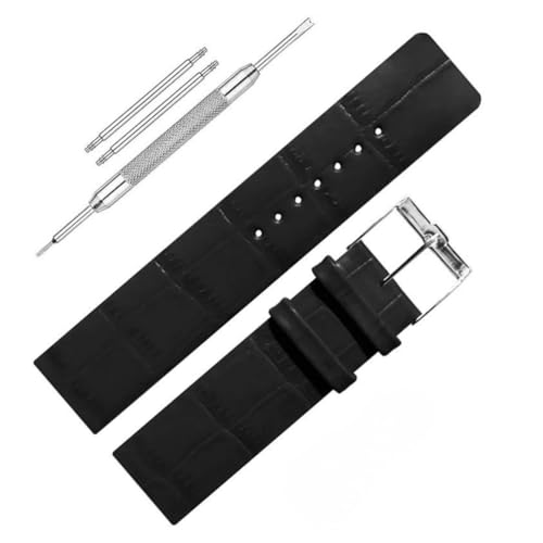 Image of ADAMO 22mm Croco Design Genuine Leather Watch Strap for Men & Boys | Ultra Slim 3mm Thickness Compatible with Tita-n Edge & Similar Watches | Formal & Casual Wear | Silver Buckle | Strap Only