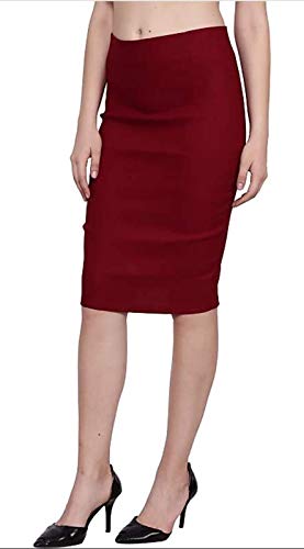 Image of Women Designer Solid Pencil Skirt