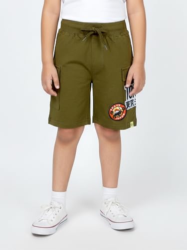Image of KiddoPanti Boys 100% Cotton Knitted Above Knee Length Basic Cargo Shorts