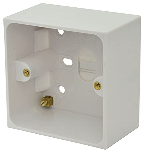 Image of Single Back Box 47mm Extra Deep 1 Gang Plastic Surface Pattress Box Square Edge - White