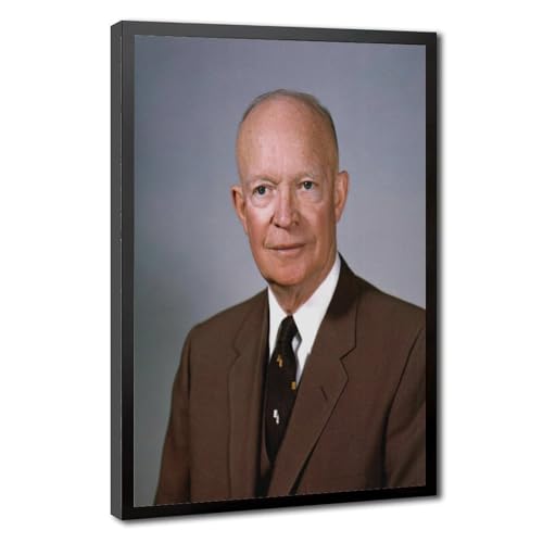 Toile Dwight D Eisenhower affiche couleur haut de gamme cadre suspendu