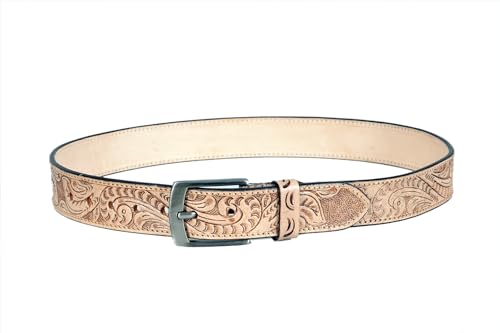 EMBOSSED COW BOY COW GIRL FLORAL HAND TOOLED TOP GRAIN LEATHER BELT2