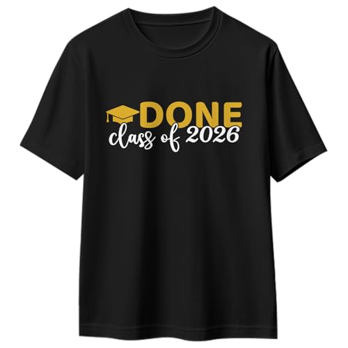 Geyoga Done Class of 2026 T-Shirt Graduation Gifts for Grad Seniors Women Men Her Him Seniors(XL) Black