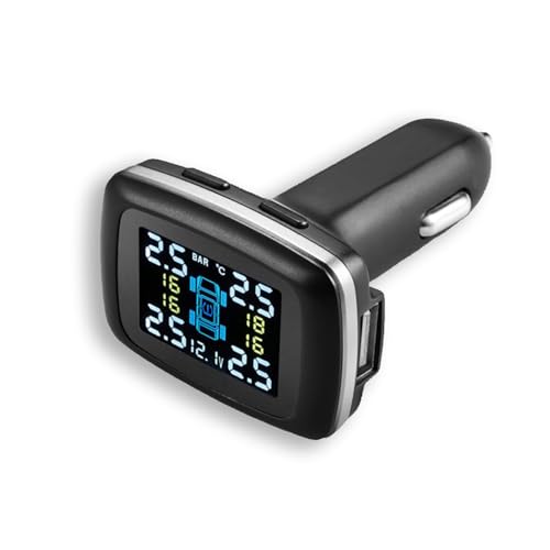 TPMS-Reifendruckkontrollsystem, 12V Auto-TPMS-Reifendruckkontrollsystem Zigarettenanzünder Mit 4 Externen Sensoren Für Auto, Wohnmobil, SUV