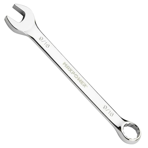 Image of MAXPOWER 9 /16 Inch Combination Wrench Set, Professional Open and Box End Spanners with Mirror Finish, Made with Forged and Heat-Treated Cr-V Steel, 12-Point Design