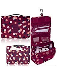 L&FY Hanging Toiletry Bag For Women-Portable Travel Toiletry Bag Water-resistant Makeup Organizer Bag For Travel Size Cosmetic, Toileries, Bathroom Accessories(Wine Red)