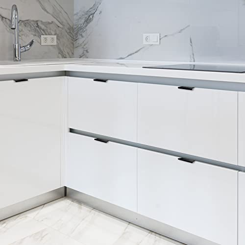 Image of Ravinte 1 Pack Finger Pulls for Cabinets 80mm /3.15 inch Length Black Edge Pulls | 64mm /2.52 inch Hole Center Concealed Handles, Tab Handle Profile, Minimal Look, For Kitchen Drawers Tab Handle