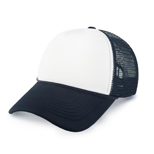 Image of CHOK.LIDS Classic Foam Trucker Hat Summer Mesh Rope Cap Solid Two Toned Blank Hat Mens Womens Adjustable Strap Light Weight