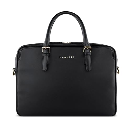 bugatti Ella Businesstasche 15', Aktentasche in Saffiano-Art aus Kunstleder mit Laptopfach, schwarz