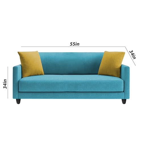 Image of Casaliving Dominic 2 Seater Sofa Set for Living Room (Turquise Fabric) Premium Fabric Sofa