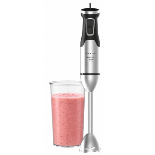 Taurus HB2300X Batidora de Mano 2300W, Velocidad Variable, Turbo, Vaso 1 L | 4 cuchillas inox, varilla inox, campana Smart Precision antisalpicaduras