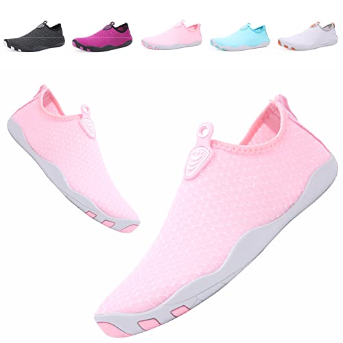 Badeschuhe Herren Damen Wasserschuhe Aquaschuhe Strandschuhe Schwimmschuhe Schnell Trocknend Leicht Atmungsaktiv Barfußschuhe Surfschuhe für Wassersport Beach Pool Surfen Yoga 668 Rosa EU 37 Cover