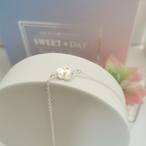 Image of Silver Plated Dainty Flower Girl Bracelet - Cute Girls Jewelry for Weddings, Bride Thank You Gifts, Birthday Presents & Party Favors for Girls