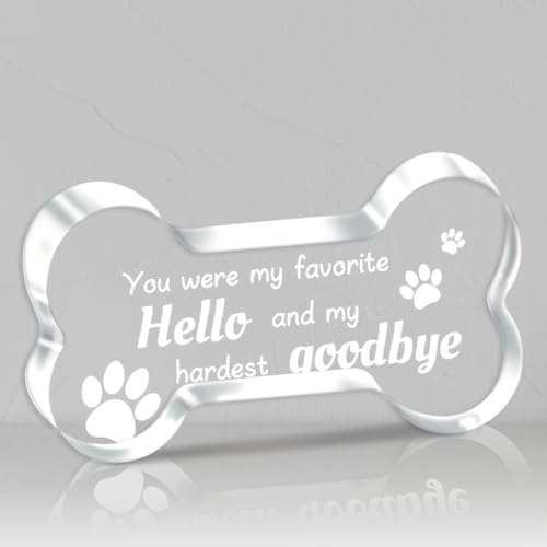 SUPERDANT Gedenkgeschenke Für Den Verlust Eines Hundes Acryltafel In Knochenform 12x6.2x1cm Gedenkornament Haustiere Andenken An Den Hund Beileidsgeschenk Für Schlafzimmer Wohnzimmer Schreibtisch