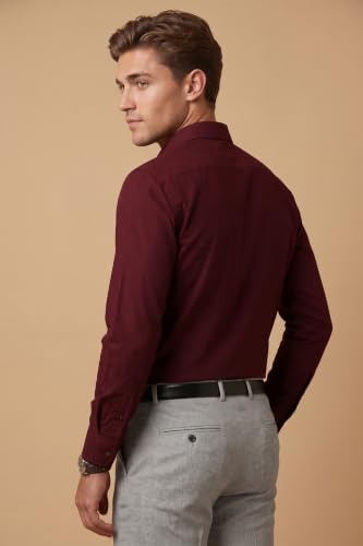 Image of Peter England Men's Everyday Solid Slim Fit Full Sleeve Formal Shirt | Cotton-Rich