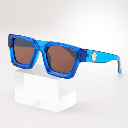 Image of FEISEDY Retro 90s Chunky Square Sunglasses for Women Men B2385
