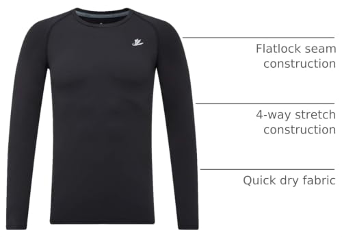 Image of DEVOROPA Youth Boys Compression Shirt Long /Short Sleeve Football Baseball Undershirt Quick Dry Kids Sports Baselayer Crewneck