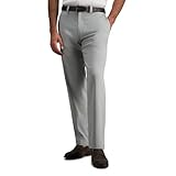 Haggar Mens Cool Right Performance Flex Straight Fit Flat Front Pant Dark Grey