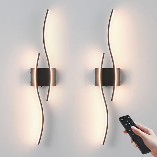 Image of KARTOOSH Wireless Wall Sconces Set of 2, Dimmable LED Sconce with Remote | Battery Operated Wall Sconce with 3 CCT Night-Light Timer Memory Modern Wall Sconces for Living Room, Hallway, Bedroom