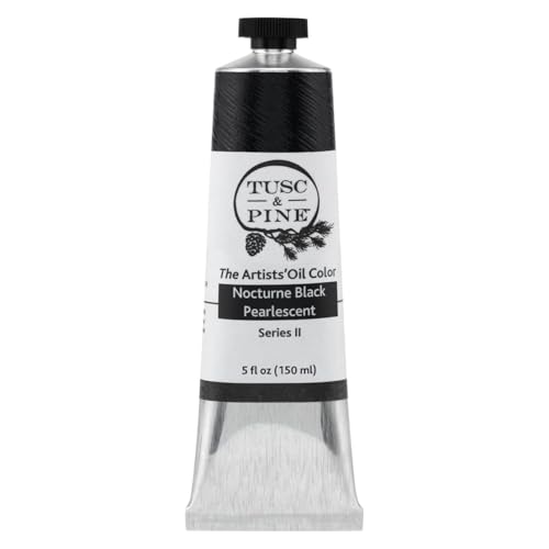 Tusc & Pine Artist Oil Paint - Nocturne Black Pearlescent, 150 ml, Non-Yellowing, Rich & Creamy Consistency, Max Pigment Load, Small Batch Milled Oil Paints Made in the USA for Professional Artists