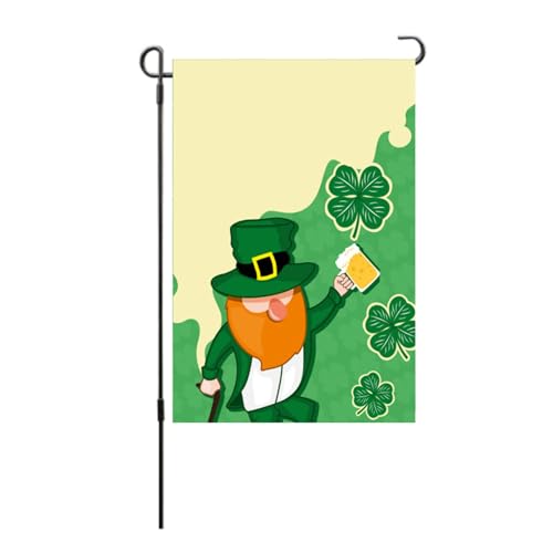 St. Paddy ' s Day Garden Flag Double Sided | Machine Washable Irish Lawn Decor for Yard/Porch/Balcony | Colorfast Polyester, 17.7x11.8 Inch Outdoor Party Flag (S18)
