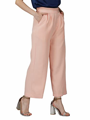 Image of fabcoast High Waist Wide Leg Loose Relaxed fit Women Pants - Flare Style, Half Waistband, Soft and Breathable Fabric - Ideal for Casual and Formal Wear.