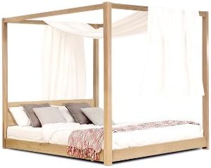 Get Laid Beds Low Four Poster Bed Frame, Wood, Coffee Bean Satin Stain, Super King