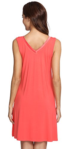 Image of GYS Cooling Bamboo Viscose Nightgowns for Women, Lightweight Sleeveless V Neck Sleep Shirt for Hot Sleepers, Soft Night dress