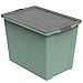 Rotho Compact Aufbewahrungsbox 70l mit Deckel und Rollen, Kunststoff (PP recycelt) BPA-frei, grün/anthrazit, A3/70 Liter (57,0 x 39,5 x 43,5 cm)
