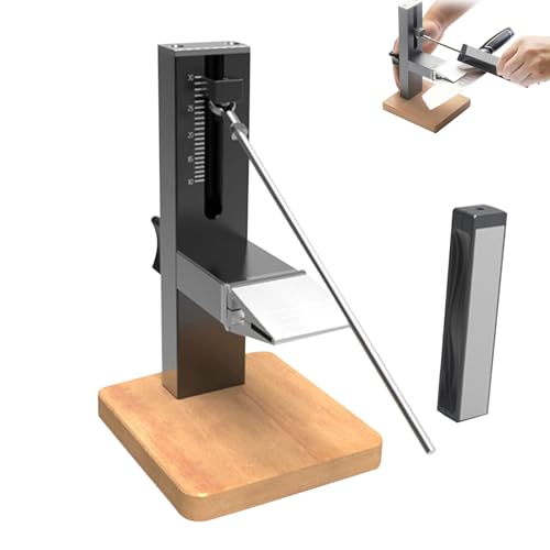 SIXRUN de Afilado de Cuchillos de Alto Rendimiento con Discos de Afilado Versátiles para Cuchillos y Tijeras de Borde Recto, Aleación de Aluminio y Madera de Haya, 8,66 X 6,3 X 4,33 Pulgadas