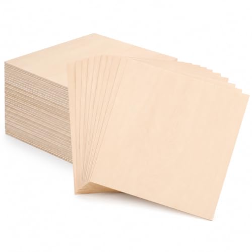 CYEER 16 Planches en Bois de Tilleul 3mm, Contreplaqué 300x300mm pour Découpe Laser, Gravure et Pyrogravure, Panneaux de Bois Naturel pour Modélisme,...