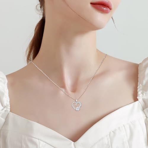 Image of Sterling Silver Pendant Necklace Charms Hypoallergenic Fashion Jewelry Dainty Valentines Day Birthday Gift for Women