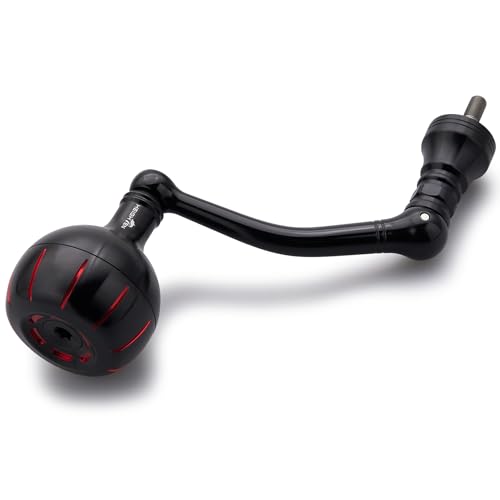 HEIGHTEN Fishing Reel Handle for Penn Spinfisher VI/Slammer III IV/Battle II III DX/Pursuit III IV/Fierce II III (Black & Red - 75mm Handle 42mm Knob for Size 5500-6500) (1196)