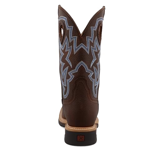 Twisted X Men's 12" Western Work Boot, Square Toe Steel Toe, Brown Pebble & Brown Pebble, 8 D3
