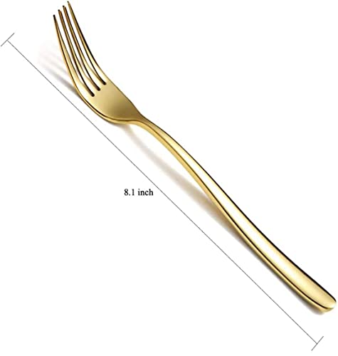 Image of Dinner Forks Food Grade Stainless Steel Silverware Forks,Table Forks,Flatware Forks Mirror Finish & Dishwasher Safe,Use for Home,Kitchen or Restaurant (Gold, Set of 8)