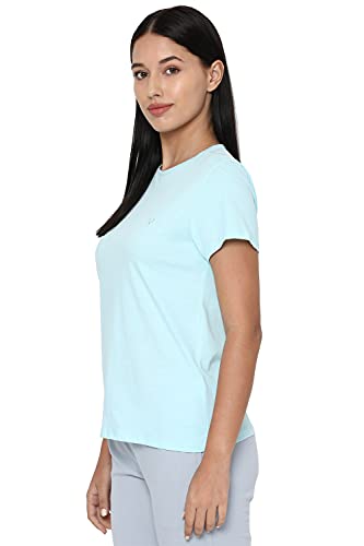 Image of Allen Solly Women's Solid Round Neck T‑Shirt | Regular Fit | Soft Cotton | Everyday Casual Essential