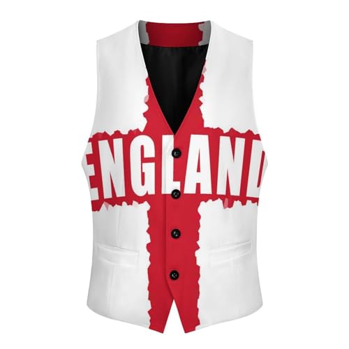England Flag Casual Suit Vest for Men Formal Business Dress Regular Fit Waistcoat Tuxedo3