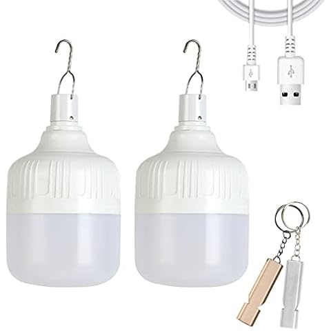 2Pcs Camping Lights,Camping Lantern LED Work Light Bulb USB Rechargeable Lighting Dimmable,30W 2000 Lumens 5 Lighting Modes,Portable Tent Light for Emergency,Camping,Patio,Garden,BBQ,Hiking,Fishing Cover