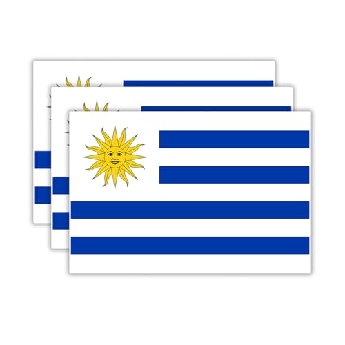 Image of (3PCS) Uruquay Flag stickers, Countries Flag Stickers - Waterproof Vinyl Decals For Laptops, Tumblers, Water Bottles, Books, Scrapbooks, Size 3 x 2 Inch