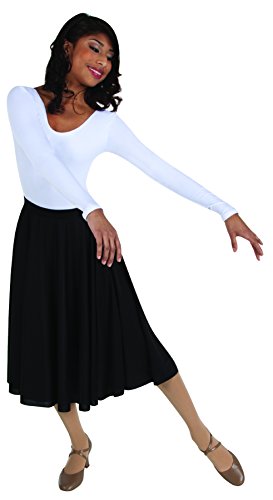 Body Wrappers Girls Dance Fever Below-The-Knee Circle Skirt, Black, 8-10 #TOP21