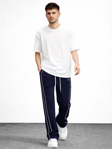 Image of CHKOKKO Men's Relaxed Track Pants for Gym Workout Running Casual Wear Sports Lower with Pockets Adjustable Drawstring Waist Lightweight Quick Dry Activewear Fitness