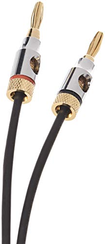 Amazon Basics Banana Plug 16AWG Speaker Cable Wire, CL2 Rated for in-Wall Use, Gold-Plated Banana-Tip Plugs (4mm), Oxygen-Free Copper, 6 Foot, Black (Pack of 2) view 3
