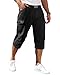 HMIYA Herren Cargo Shorts 3/4 Hose Baumwolle Sommer Kurze Cargohose mit 6 Taschen(Schwarz,EU-XL)