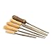 HARFINGTON 3pcs Wooden File Handle 4.72 Inch 9.5mm Round Hole Ergonomic Handles with Metal Collar for 14