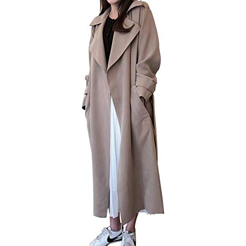 ENVYLOOK_S74542_レディース スプリングコート トレンチコート ロングコート 春 お出かけ シンプルルーズロングコート ベージュ Free [並行輸入品]