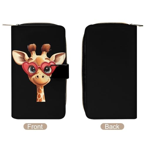 Funny Giraffe Long Wallet PU Leather Credit Card Holder Durable Zippered Purse Clutch Wallet3