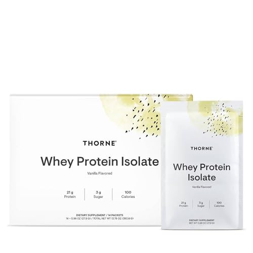 THORNE - Whey Protein Isolate - 21 Grams of Easy-to-Digest Whey Protein Powder - NSF Certified for Sport - Vanilla - 13.79 Ounces - 14 Packets