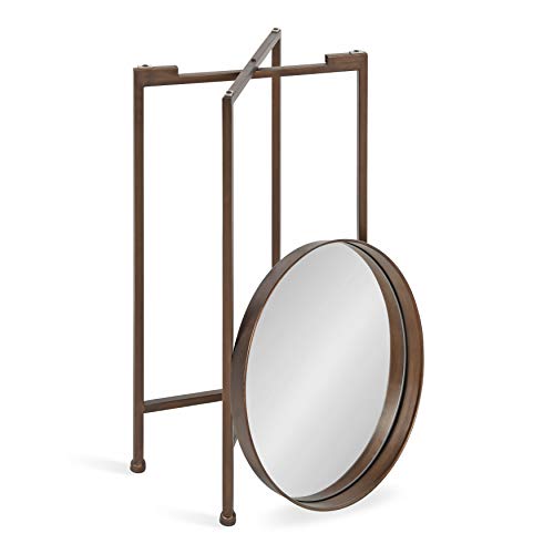 Image of Kate and Laurel Celia Round Metal Foldable Accent Table with Mirror Tray Top, Bronze